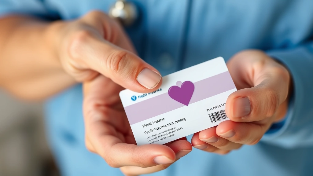 Close-up of hands holding a health insurance card and family photo, representing family coverage protection and comprehensive healthcare security for postal workers