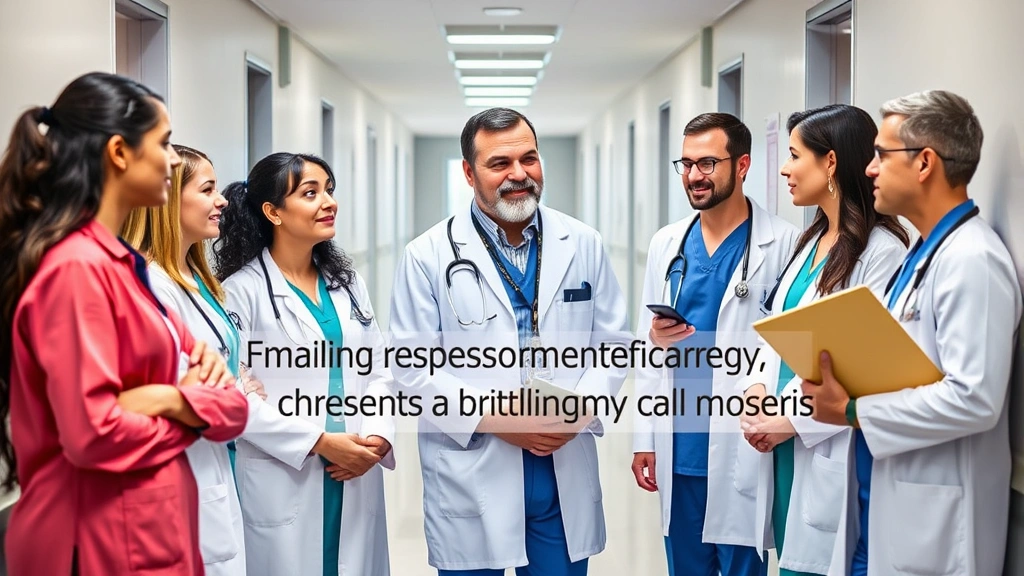 Diverse group of medical professionals including nurses and doctors in hospital corridor discussing career advancement and financial planning, collaborative atmosphere, modern healthcare facility background