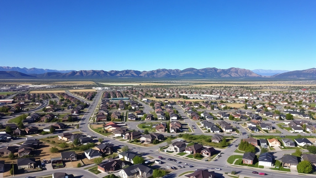 Aerial view of Rapid City Black Hills landscape with modern residential neighborhoods, mountains in background, clear blue sky, showing real estate development and community growth, natural daylight photography
