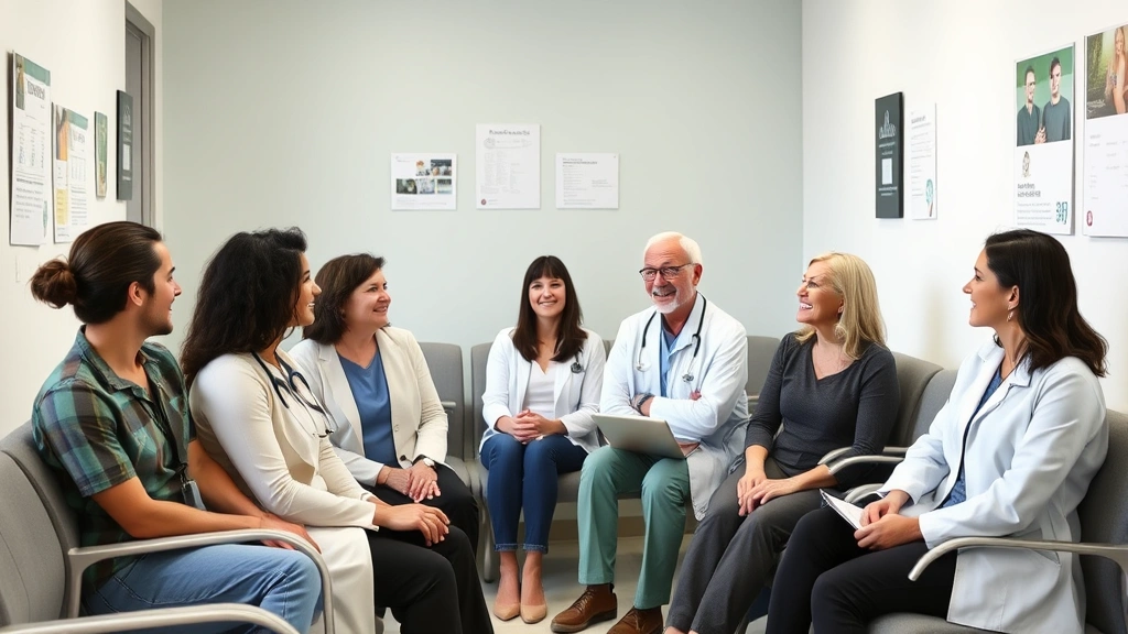 Diverse group of people in medical office waiting room, representing various healthcare scenarios and qualified medical expenses covered by health savings accounts