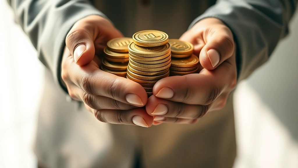 Close-up of hands holding gold coins and stacking them, representing wealth accumulation and financial growth, professional wealth building concept, natural light