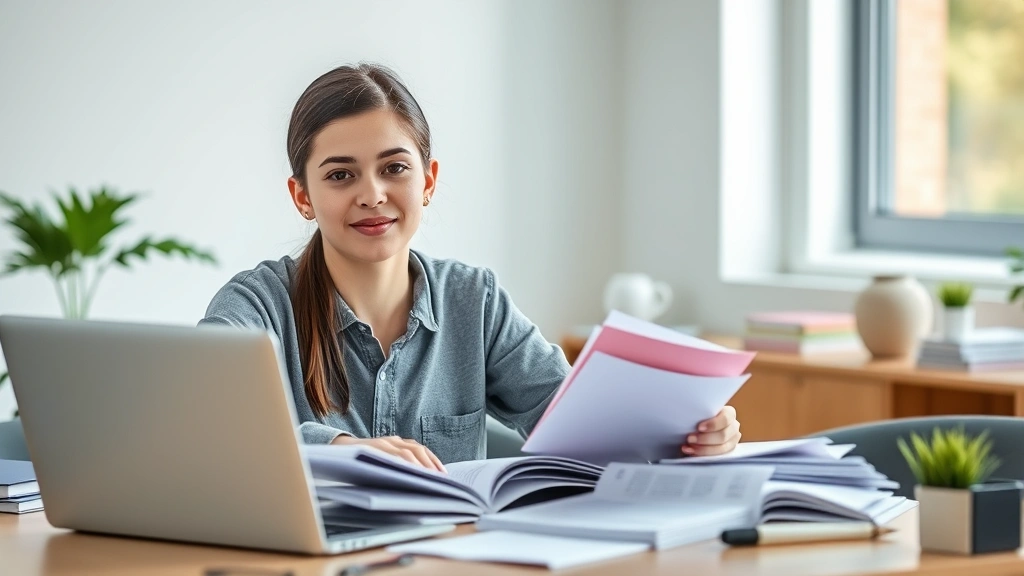 Young professional at desk studying for certification exam with textbooks and practice materials, confident determined expression, modern educational workspace with laptop and learning materials, natural daylight, preparing for career advancement in healthcare