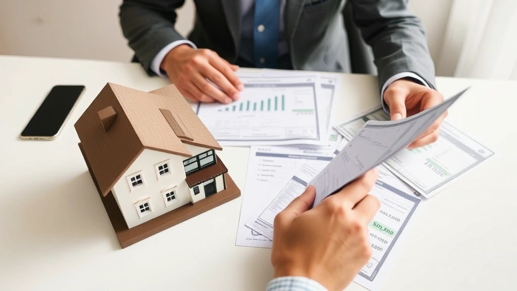 Person reviewing diverse investment portfolio including real estate model, stock certificates, and savings account statements on clean desk, representing multiple income streams and asset diversification